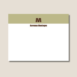 Sage Green Personalized Name Letter Monogram  Note Card