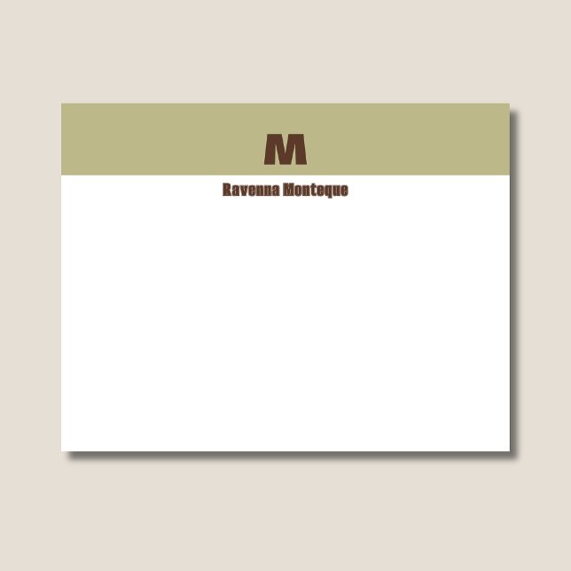 Sage Green Personalized Name Letter Monogram  Note Card (Creator Uploaded)