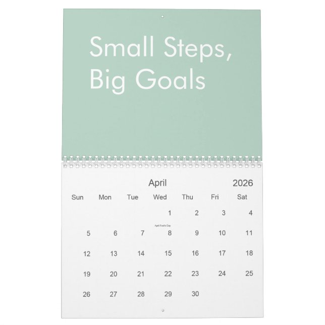 Sage Green Personalized Quote Modern Minimalist Calendar (Apr 2026)