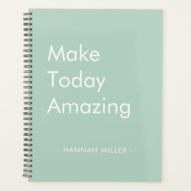 Sage Green Personalized Quote Modern Minimalist Planner (Front)