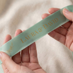 Sage Green Personalized Wedding Gift Ribbon