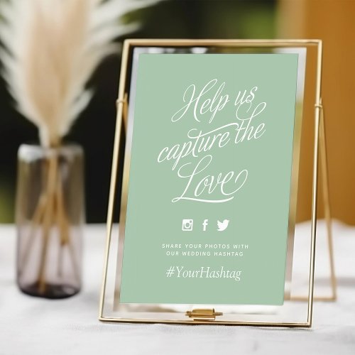 Sage Green Personalized Wedding Hashtag Sign