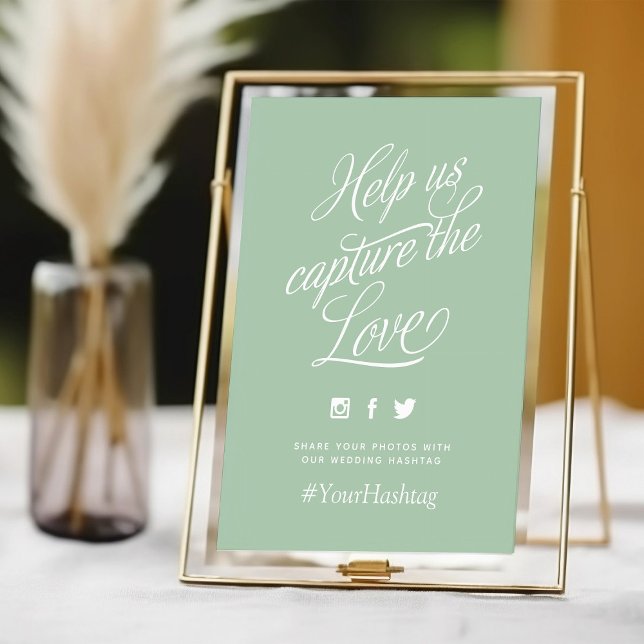 Sage Green Personalized Wedding Hashtag Sign (Creator Uploaded)