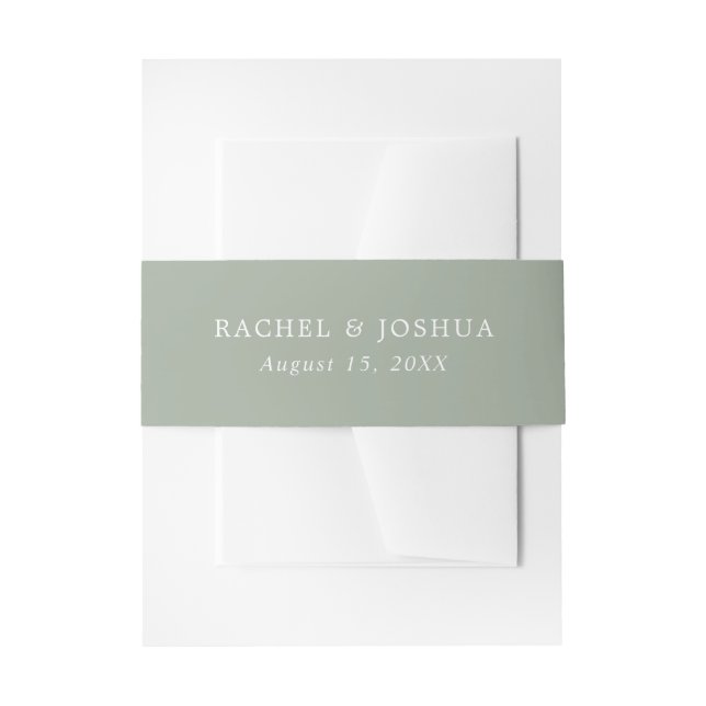 Sage Green | Personalized Wedding Invitation Belly Band (Front Example)