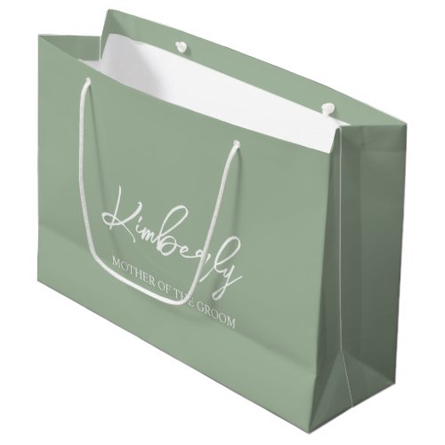 Sage Green Personalized Wedding Party Name Large Gift Bag