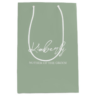 Sage Green Personalized Wedding Party Name Medium Gift Bag