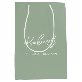 Sage Green Personalized Wedding Party Name Medium Gift Bag