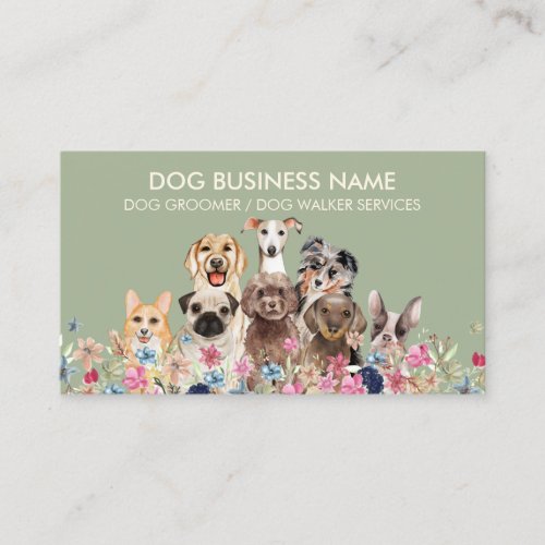 Sage Green Pet Sitter Walker Dog Care Business Card