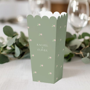 Sage Green   Petit Floral Popcorn Wedding  Favor Boxes