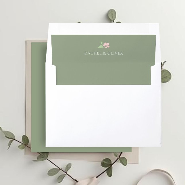 Sage Green | Petit Floral Wedding Envelope Liner (Creator Uploaded)