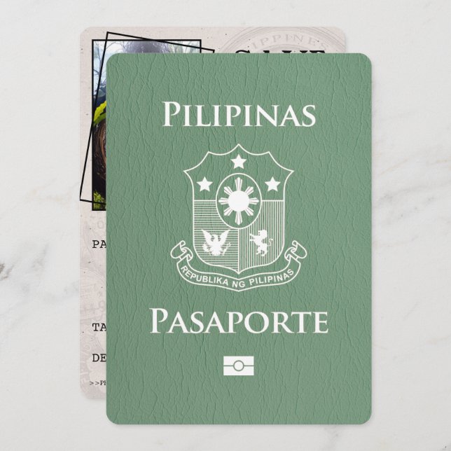 Sage Green Philippines Passport Save The Date (Front/Back)