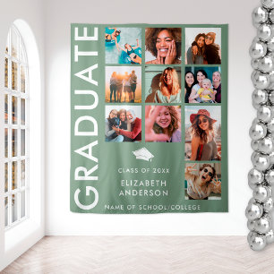 Sage Green Photo Backdrop for Graduation Party