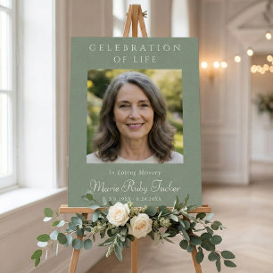 Sage Green Photo Celebration of Life Welcome Sign