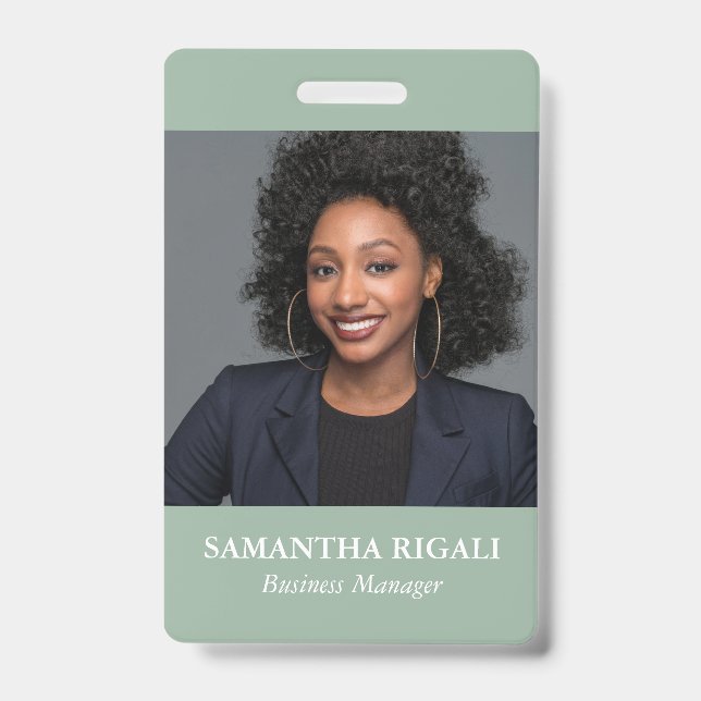 Sage Green Photo Customizable Badge (Front)