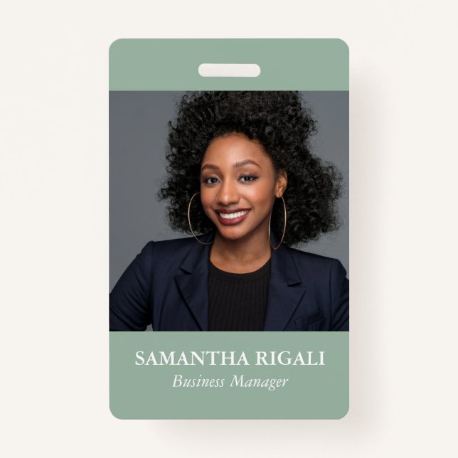 Sage Green Photo Customizable Badge (Front)