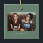 Sage Green Photo Keepsake Christmas Ceramic Ornament<br><div class="desc">Simple organic Sage Green Bold Funny Minimalist Photo Keepsake Christmas Ceramic Ornament,  a beautiful personalized gift for friends,  family,  couple,  girlfriend,  boyfriend,  coworker,  boss and more.</div>