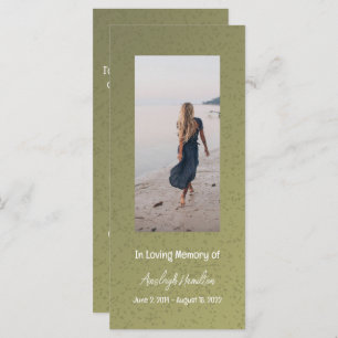 Sage Green Photo Prayer Card Sympathy Card