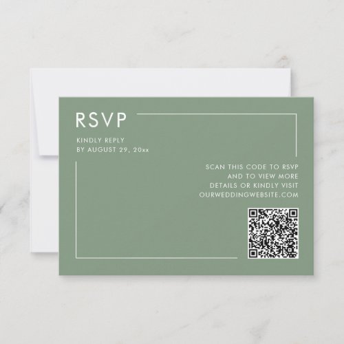 Sage Green Photo QR Code Wedding RSVP Enclosure Card