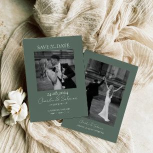 Sage Green Photo Save the Date Wedding Invitation