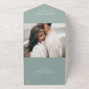 Sage Green Photo Seal and Send All In One Invitation
