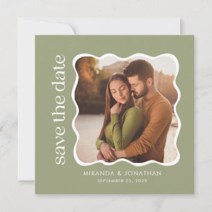 Sage Green Photo Wedding Save The Date
