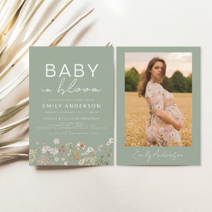 Sage Green Photo Wildflower Baby in Bloom Shower