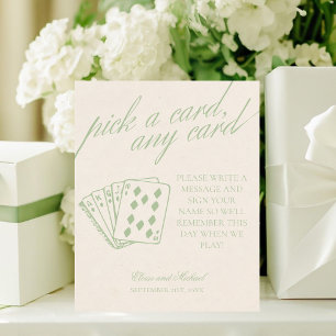 Sage Green Pick A Card Any Card Guestbook Pedestal Sign