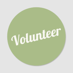 Sage Green Pin-back Volunteer Buttons Name Tag