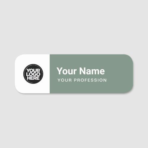 Sage Green Pin Name Tag or Magnetic with Logo
