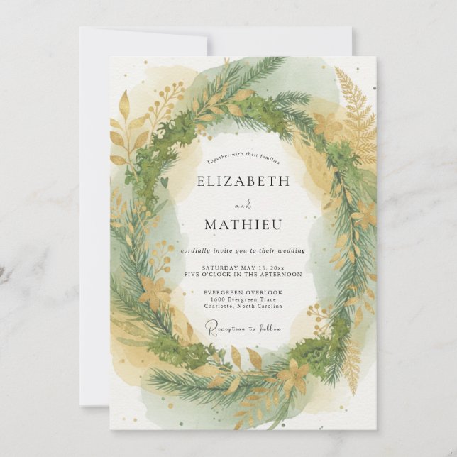Sage Green Pine Forest Wedding Invitation (Front)