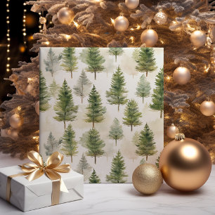 Sage Green Pine Tree Wrapping Paper