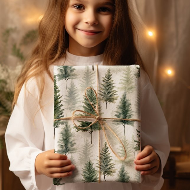 Sage Green Pine Tree Wrapping Paper (Creator Uploaded)