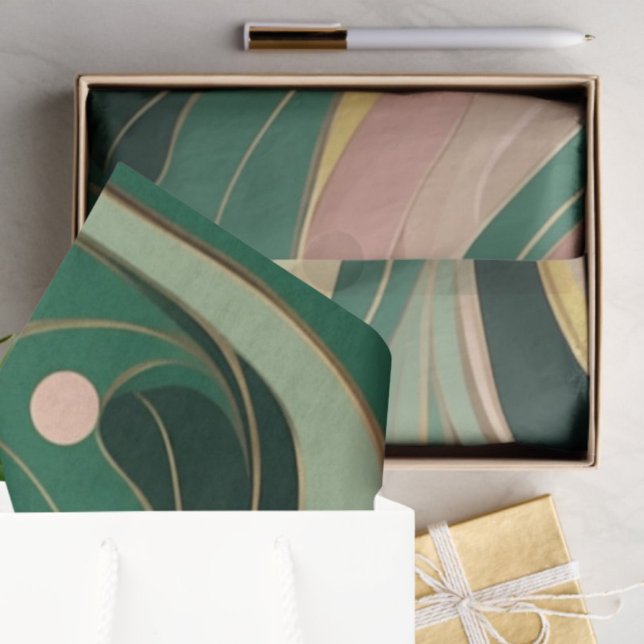 Sage green pink abstract Wrapping Paper 3 Sheets (Creator Uploaded)