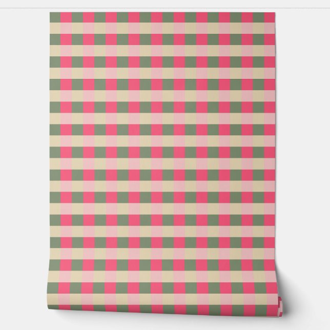 Sage green, pink and yellow wallpaper  (Unrolling)