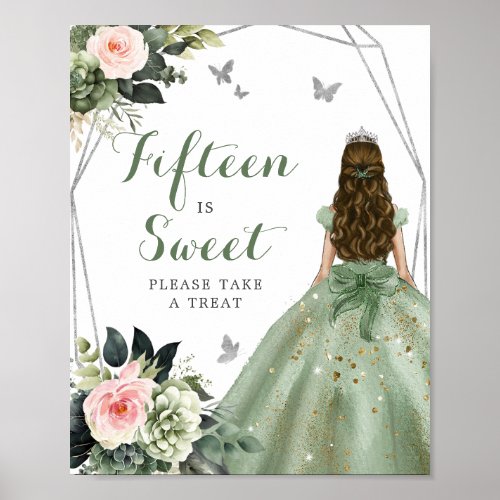 Sage Green Pink Blush XV Aos Fifteen is Sweet Poster