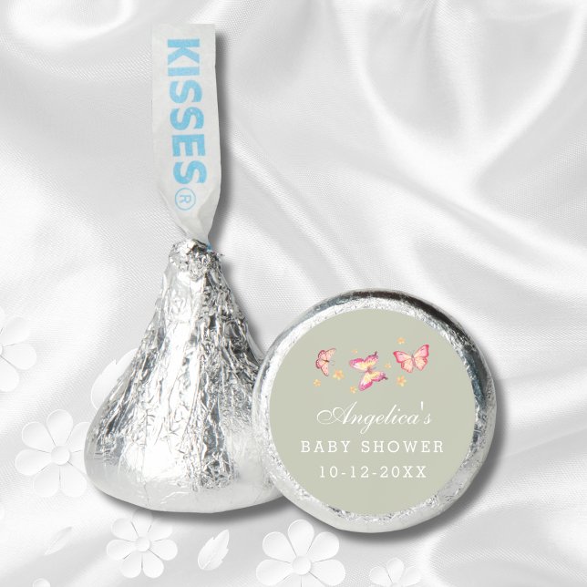 Sage Green Pink Butterfly Baby Girl Shower  Hershey®'s Kisses® (Creator Uploaded)