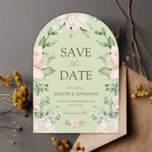 Sage Green Pink Garden Floral Elegant Wedding