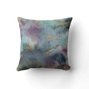 Sage Green Pink Gold Watercolor Abstract  Art Throw Pillow
