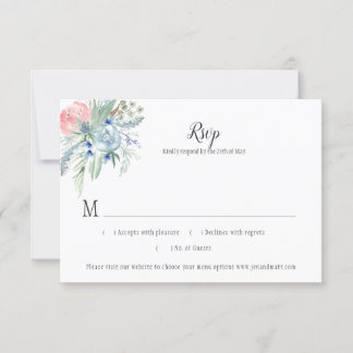 Sage Green Pink Lavender Blue Floral RSVP Card