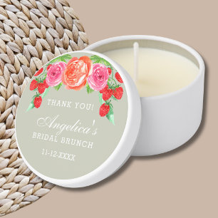 Sage Green Pink Peony Bridal Brunch Thank You Mini Candle Favors