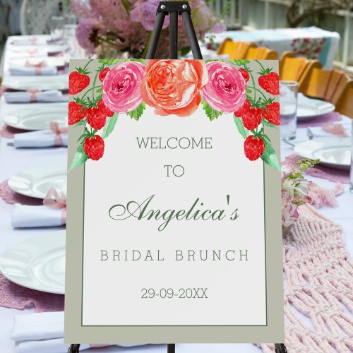 Sage Green Pink Peony Bridal Brunch Welcome Sign