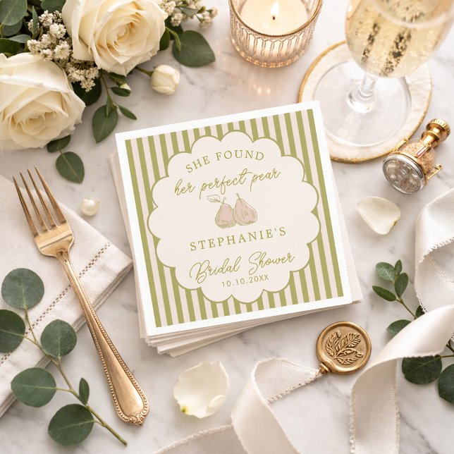 Sage Green Pink Preppy Perfect Pear Bridal Shower  Napkins (Creator Uploaded)