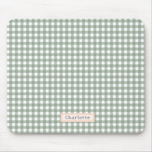 Sage Green Plaid Personalized  Mouse Pad