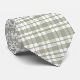 Sage green plaid - soft neutral plaid neck tie