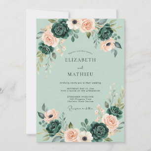 Sage Green Polished Romantic Wedding Invitation