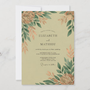 Sage Green Polished Rustic Wedding Invitation
