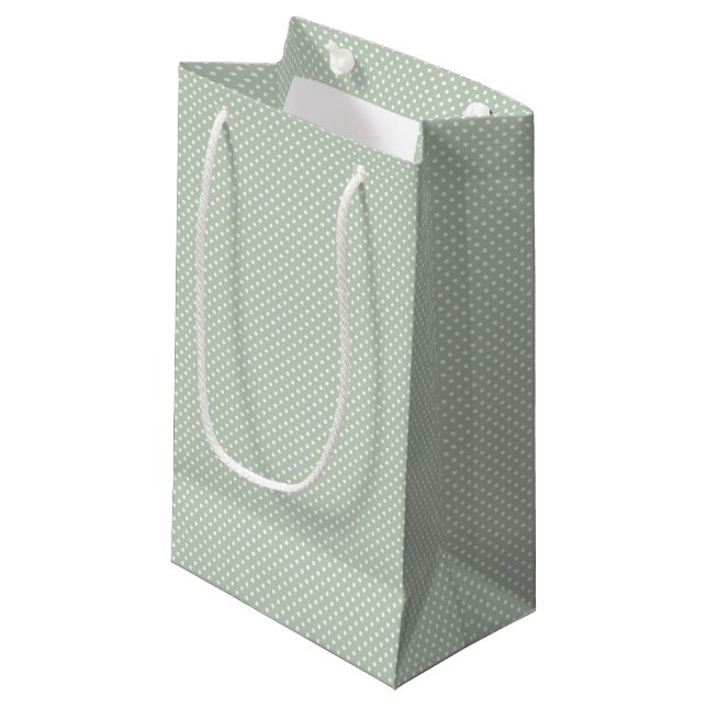 Sage Green Polk Dot Small Gift Bag (Front Angled)
