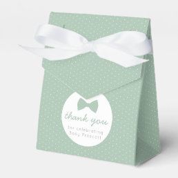 Sage green polka dot bow tie baby shower favor boxes
