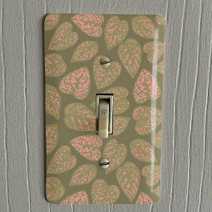 Sage Green Polka Dot Plant Leaves Patterned Light Switch Cover