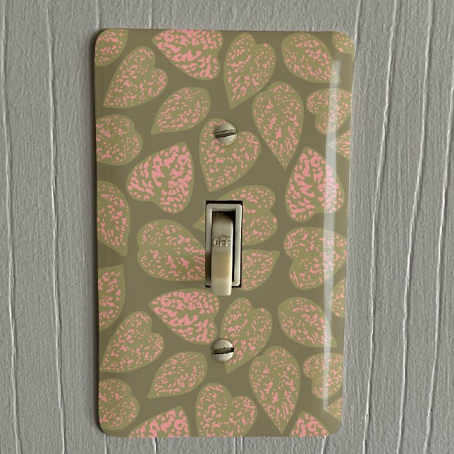 Sage Green Polka Dot Plant Leaves Patterned Light Switch Cover (Creator Uploaded)